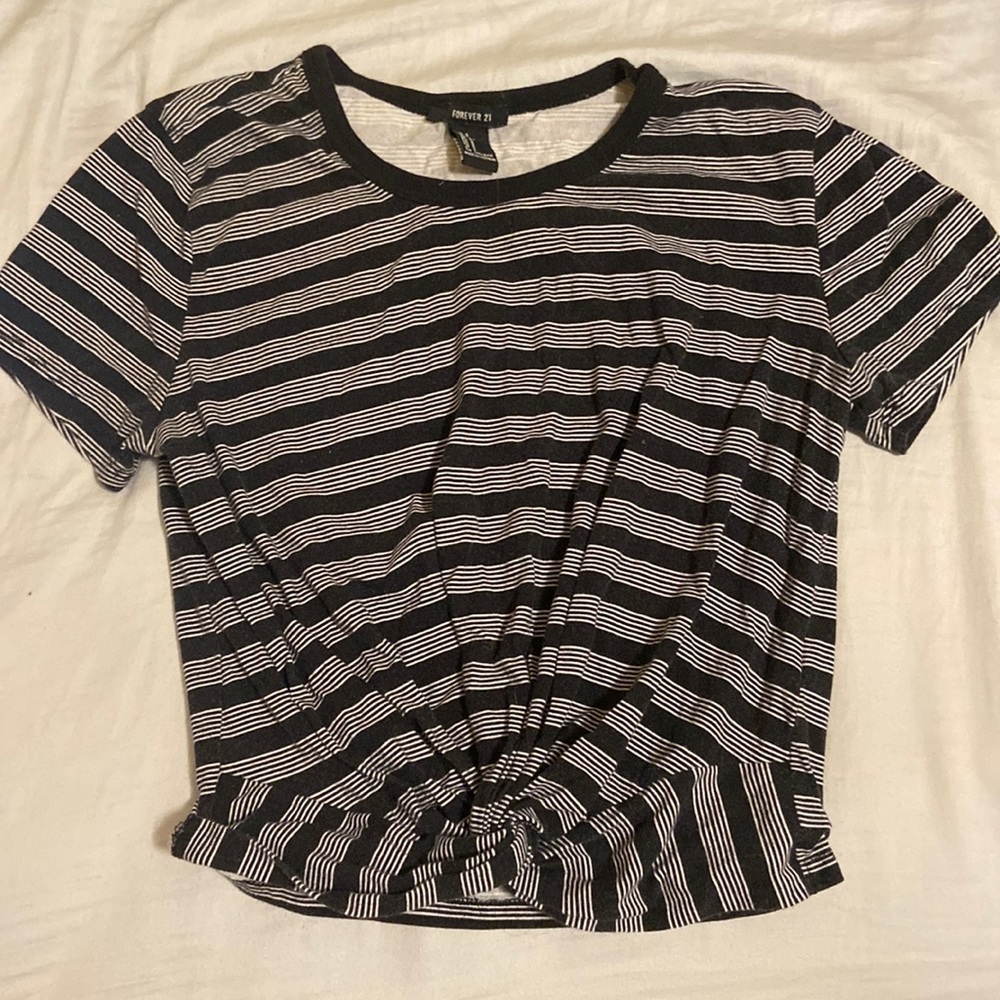 Forever 21 striped knot front t-shirt